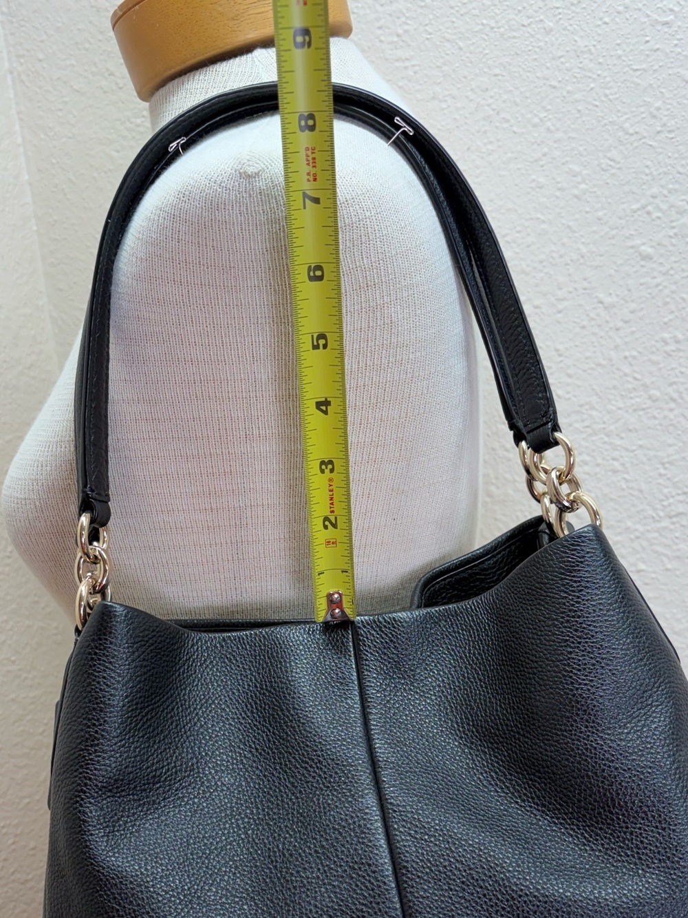 Coach Phoebe Black Pebbled Leather Shoulder Bag Tote Purse - Picture 12 of 16
